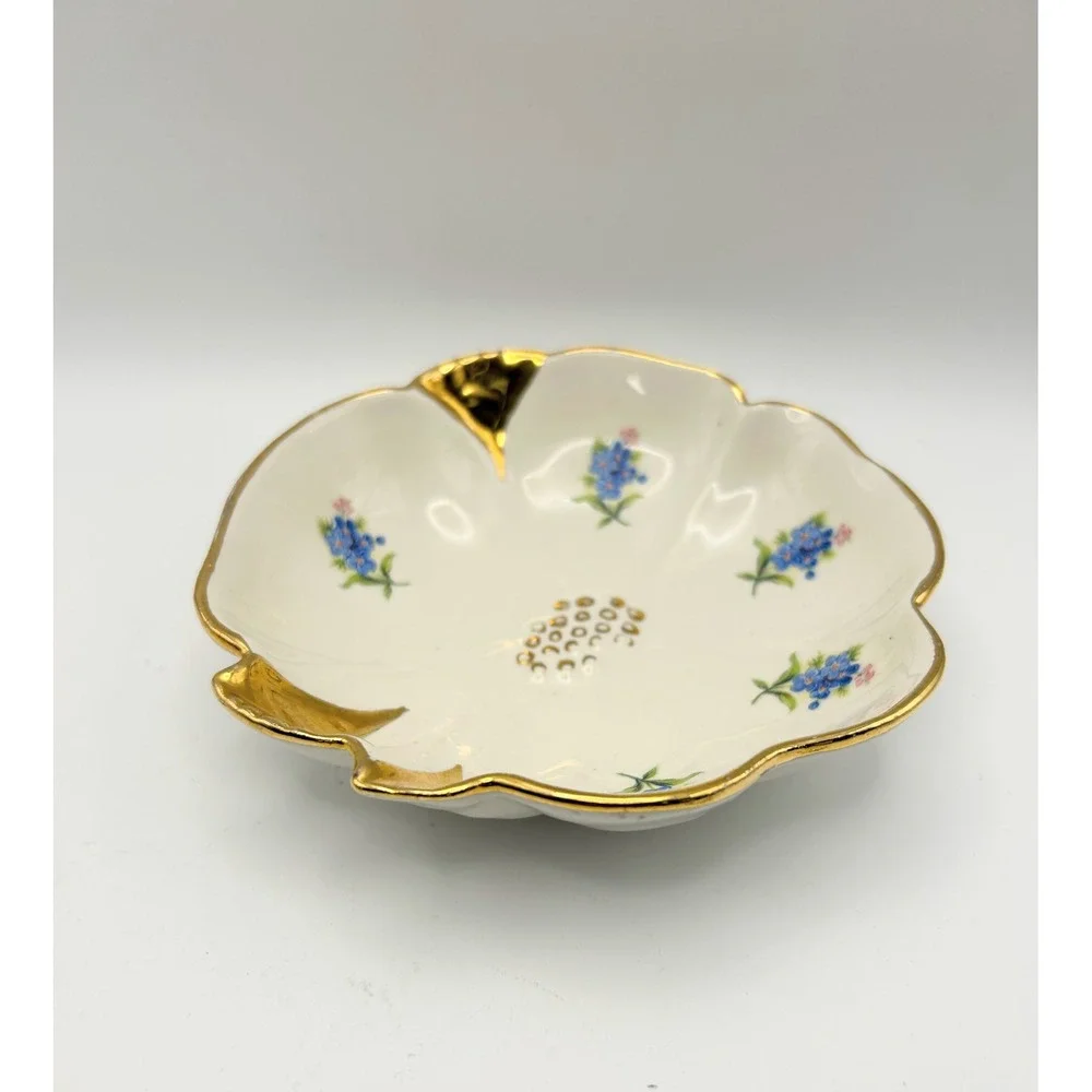 Vintage Holley Ross Distinguished 22K Gold China Trinket Dish 